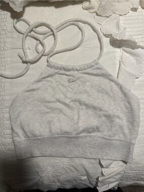 Nike Light Gray Halter Crop Tank Top with Swoosh